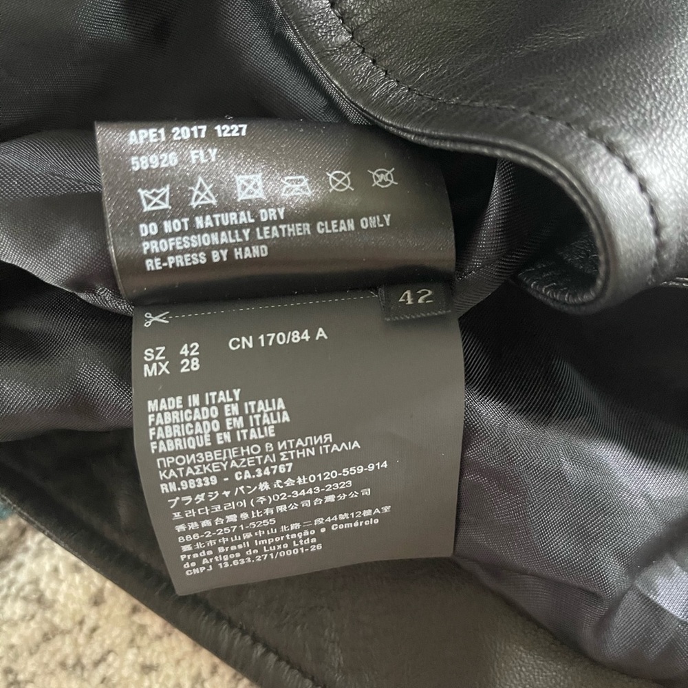 PRADA Oversized Black Biker Leather Jacket Size 42 - Picture 11 of 13